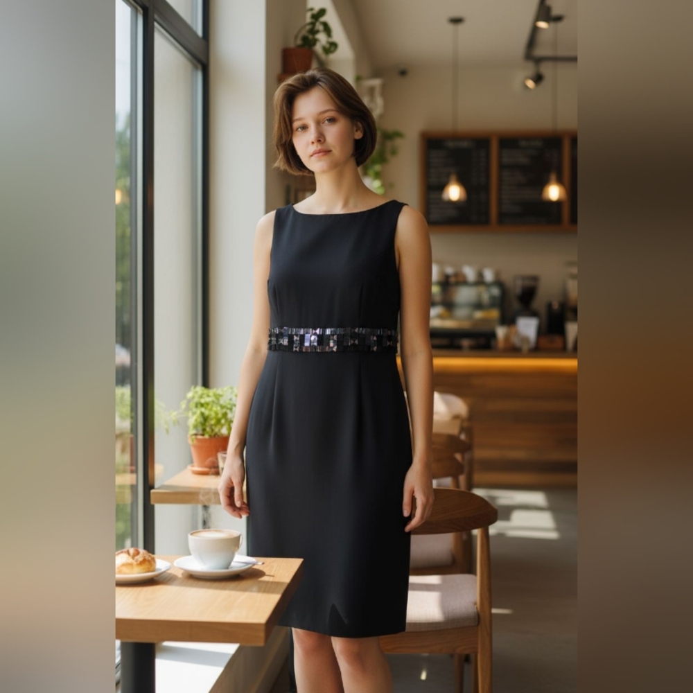 ADRIANNA PAPELL Elegant Black Sleeveless Dress SIZE 8